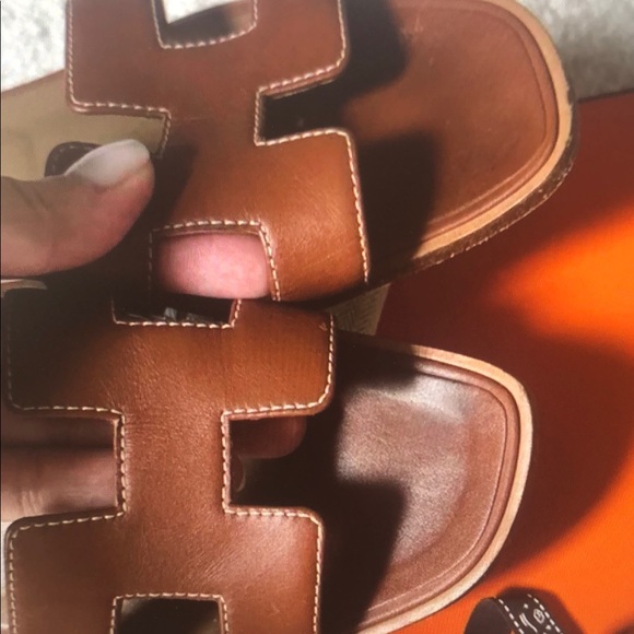 Hermès Oran Brown Slide Sandals. Authentic with box